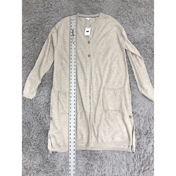 J JILL L CARDIGAN SWEATER DRESS Beige LONG WOOL BLEND $99 - Picture 7 of 8